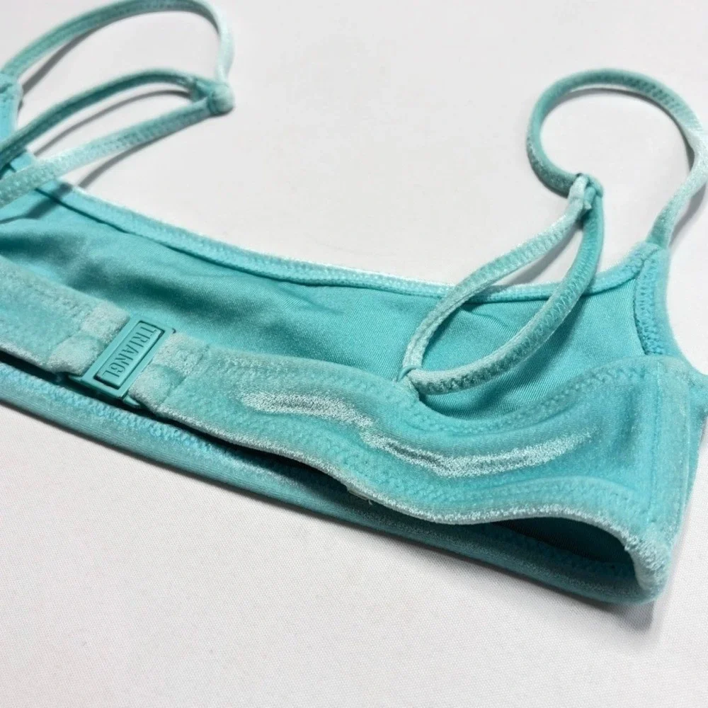 Triangl Velvet Bikini Bottoms XS Aqua Teal Swim Bottoms Top